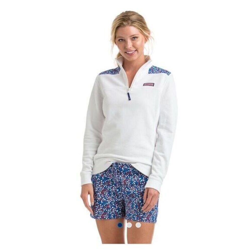 Vineyard Vines Womens Stars & Whales Classic Shep‎ Shirt Small Quarter Zip